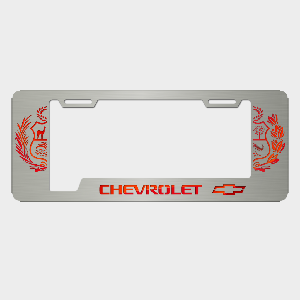 Portaplaca Chevrolet Escudo peruano satinada