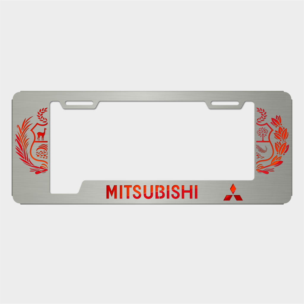 Portaplaca Mitsubishi Escudo peruano satinada